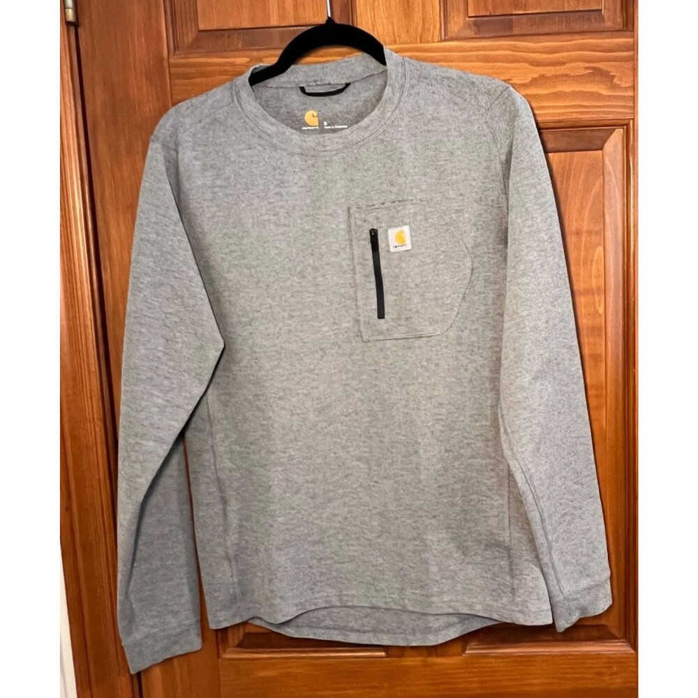 Carhartt Force Men's Size S Solid Gray Long Sleeves Pullover Pocket He…